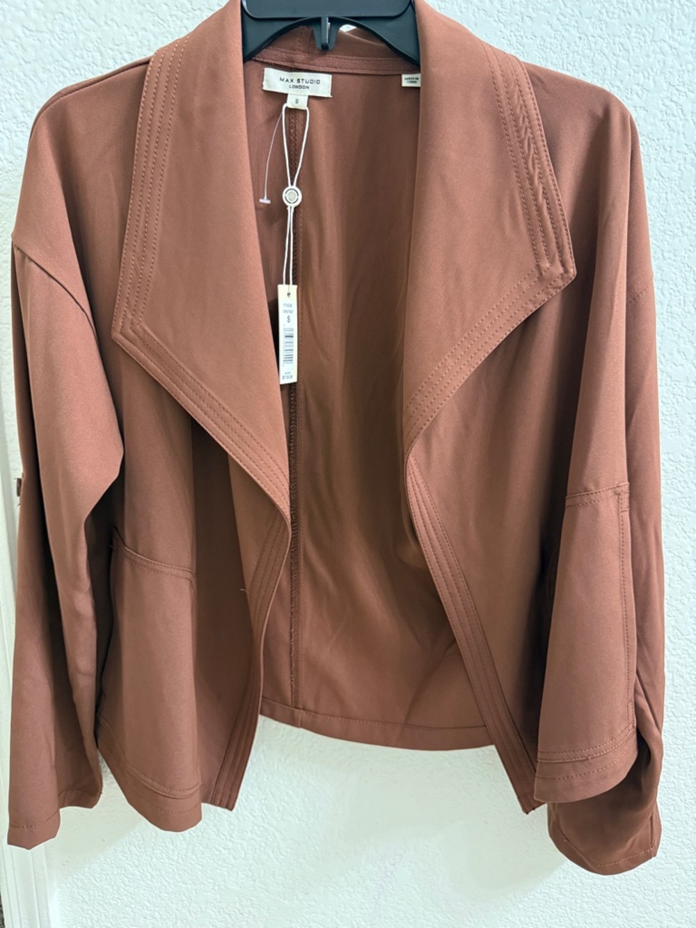 Max Studio Open-Front Blazer in Warm Rust